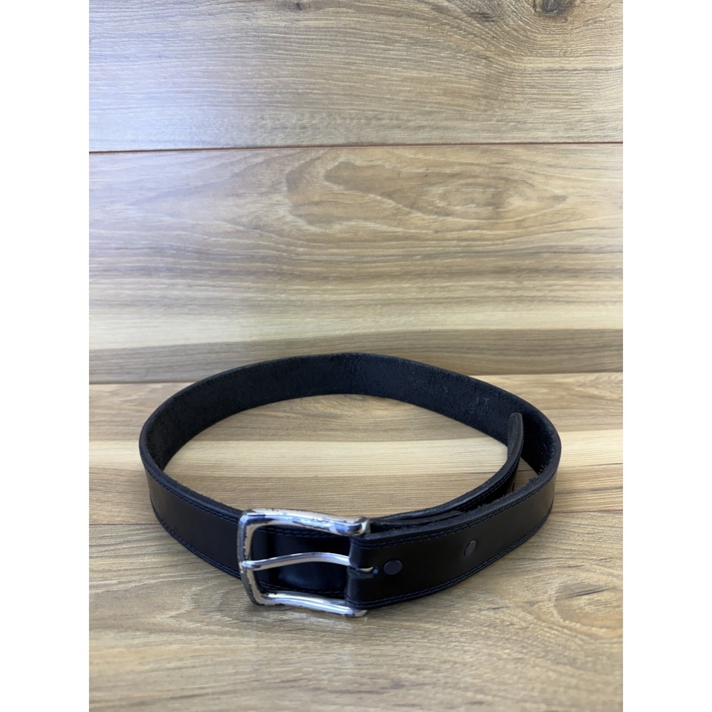 RED WING Casual Black Leather Work Belt Mens 32 Silver Buckle 1.5" Wide